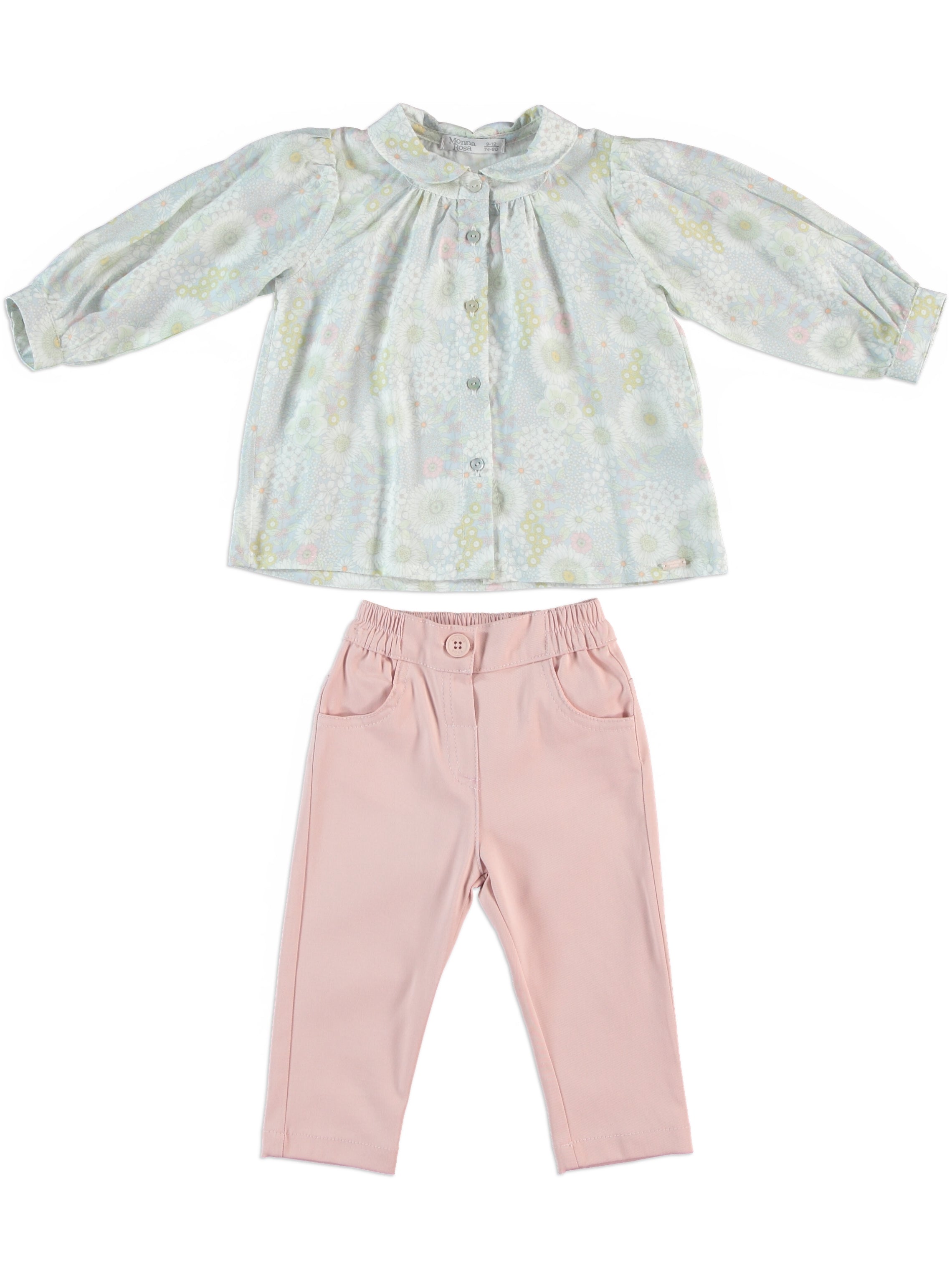 Floral Top With Pink Pants Set