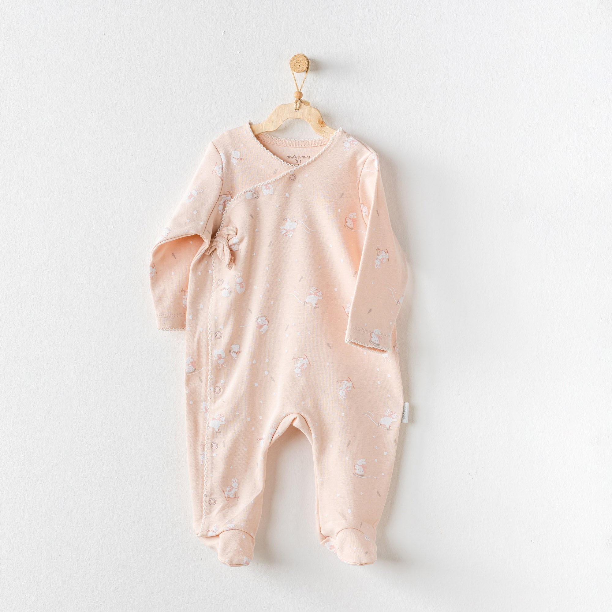 Bunnies Be Skiing Natural Cotton Romper