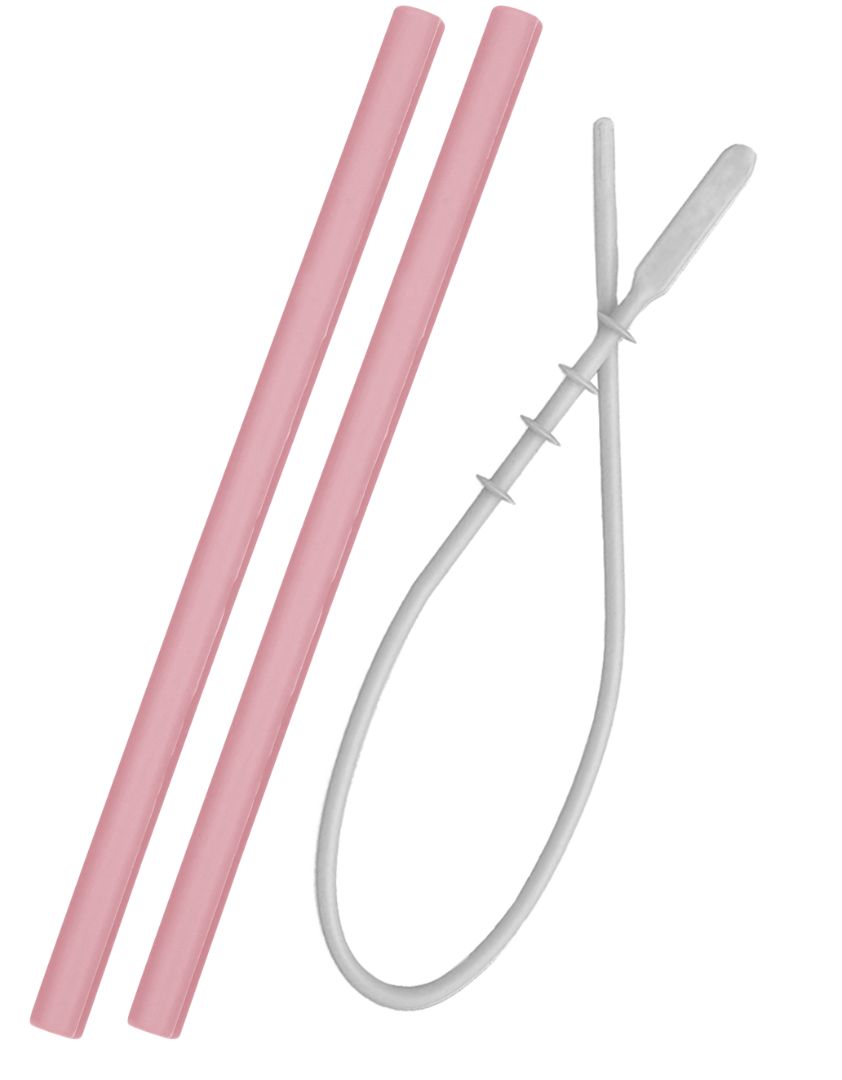 MinikOiOi Flexi Straws - 2pcs Pink & Brush
