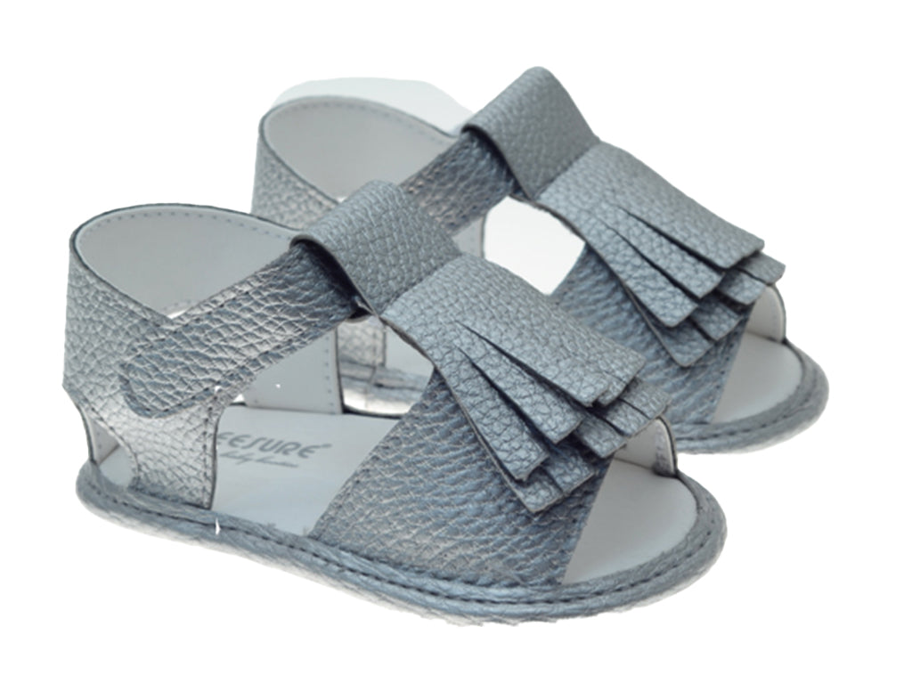 Gray Leather Soft Baby Sandals