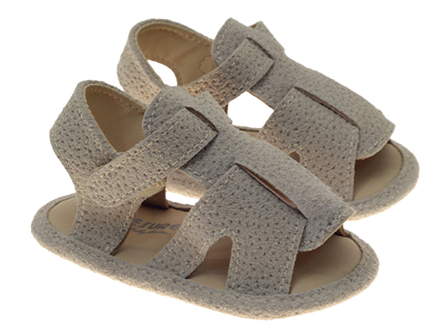 Greige Leather Active Baby Sandals