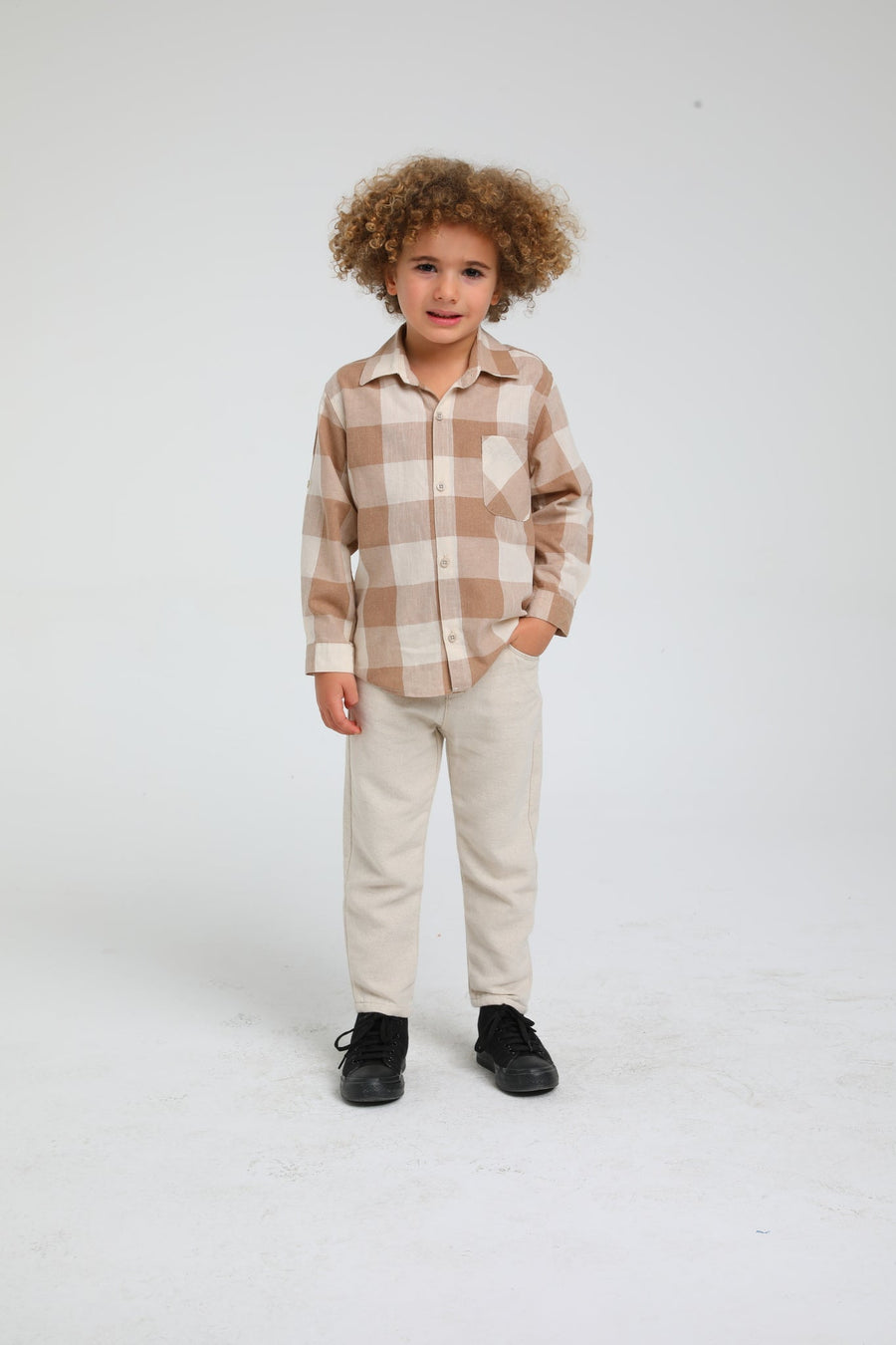 Beige Cotton Toddler Trousers Regular Fit