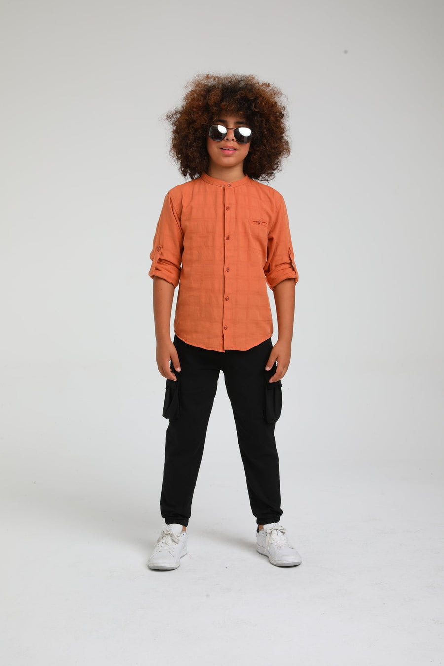 Orange Linen Casual Shirt